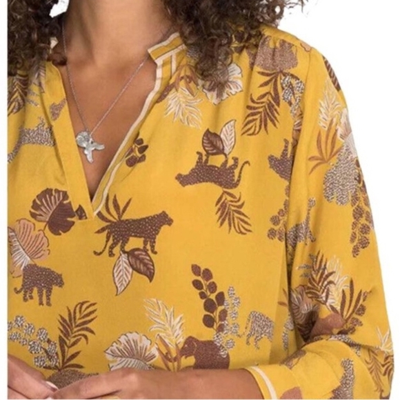 RARE!! Johnny Was • Taly Astrid Silk Tunic Blouse in Safari Jungle  Animal Print - Picture 3 of 10